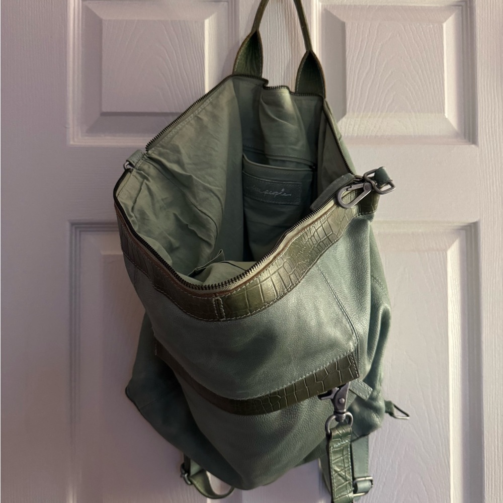 Free People Green Leather Backpack